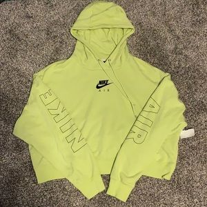 lime green nike air sweatshirt, barley worn